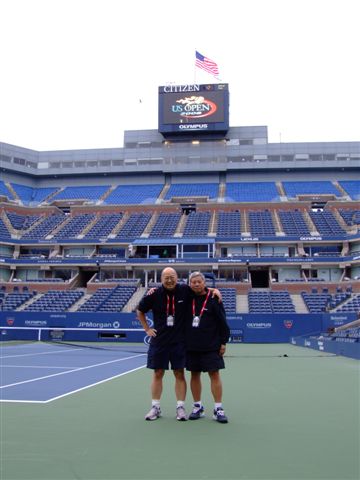 Sam and Albert Lee on court at the US Open