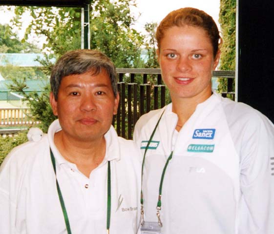 Sam with Kim Clijsters at Wimbledon