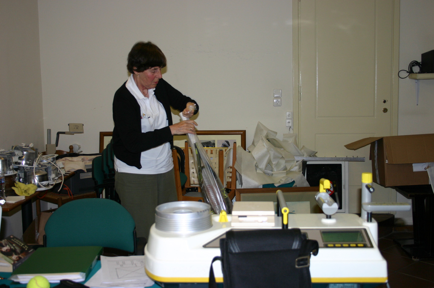 Corrie at the Front desk in Athens